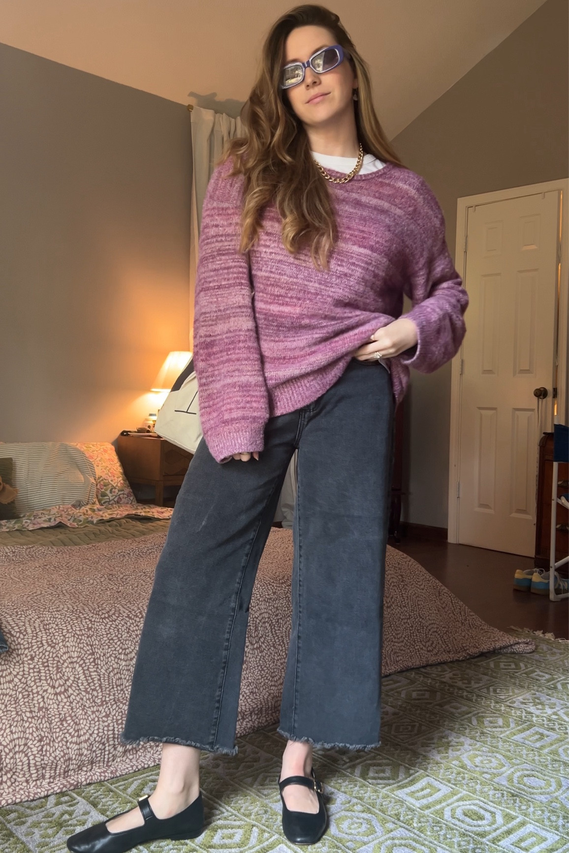 Casual Fall Outfit Idea: whipped this look together to run some errands. Super cozy and very cute! Always a fan of a bold sweater with Mary Jane flats ❤️

#LTKShoeCrush #LTKStyleTip #LTKFindsUnder100