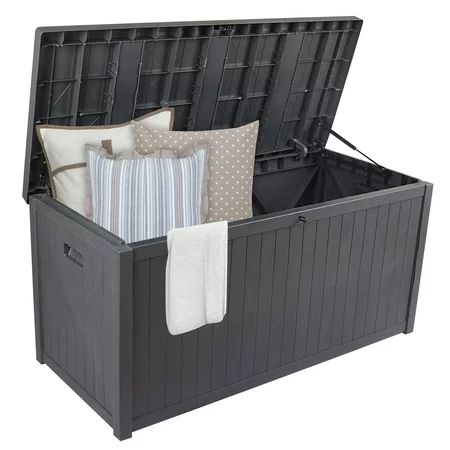 Outdoor Storage Box Large 120 Gallon Patio Resin Waterproof Gray Deck Storage Box | Walmart (US)