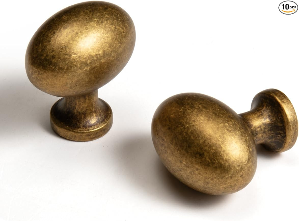 Oval Antique Brass Cabinet Knobs, Zinc Alloy for Drawer Knobs for Dresser Cupboard Wardrobe (10, ... | Amazon (US)