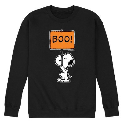 Men's Peanuts Snoopy Halloween Boo Sign Graphic Fleece Sweatshirt - Black - X-Large | Target