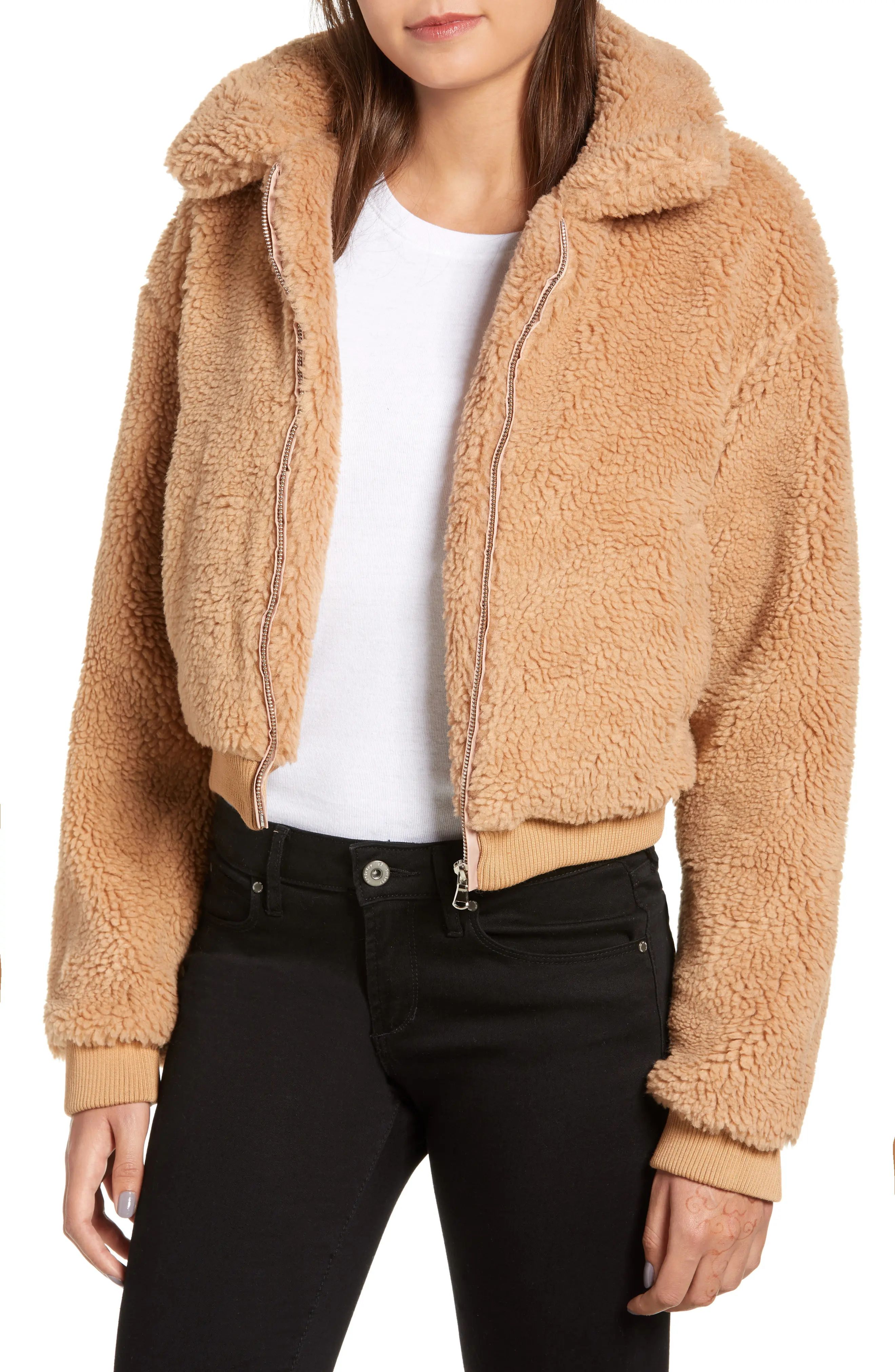 Women's Tiger Mist Teddy Jacket, Size Medium - Brown | Nordstrom