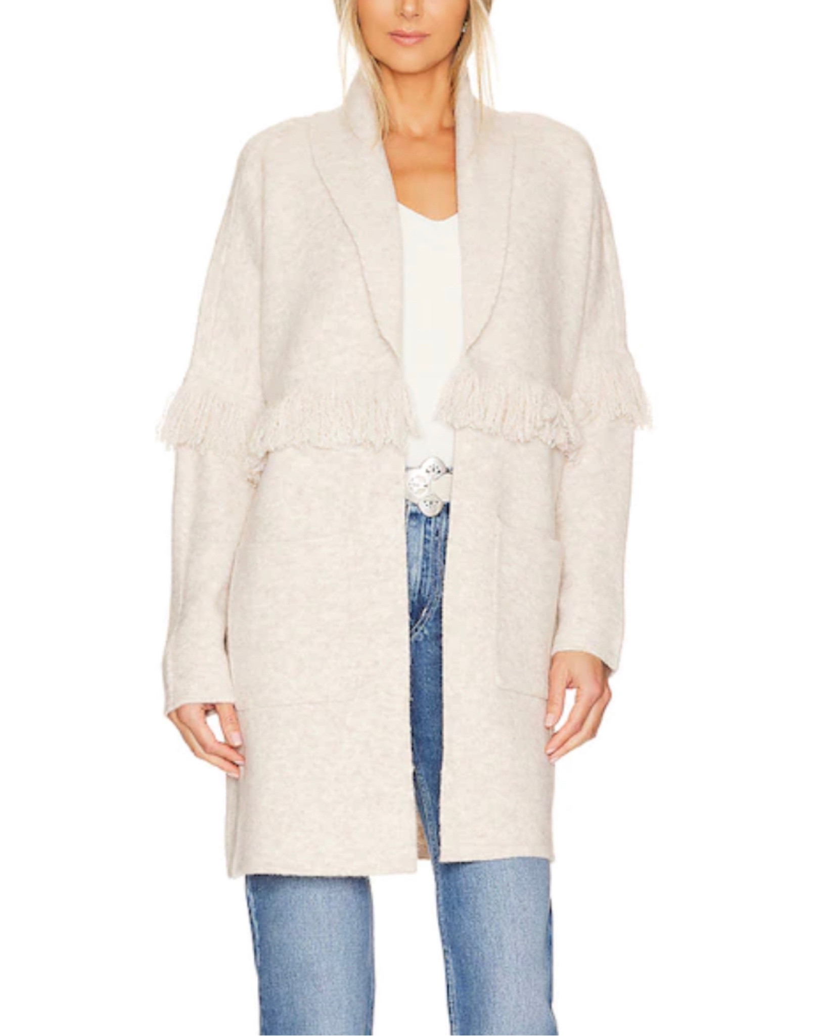 Fringe cardigan 
Cardigan 
White sweater 

#LTKHoliday #LTKstyletip #LTKSeasonal