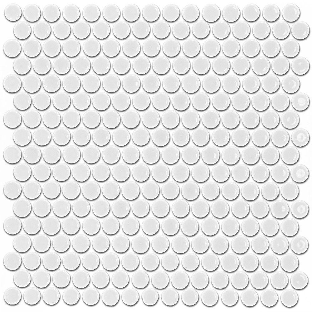 Ivy Hill Tile Bliss Penny White 4 in. x 0.24 in. Matte Ceramic Floor and Wall Mosaic Tile Sample, Ma | The Home Depot