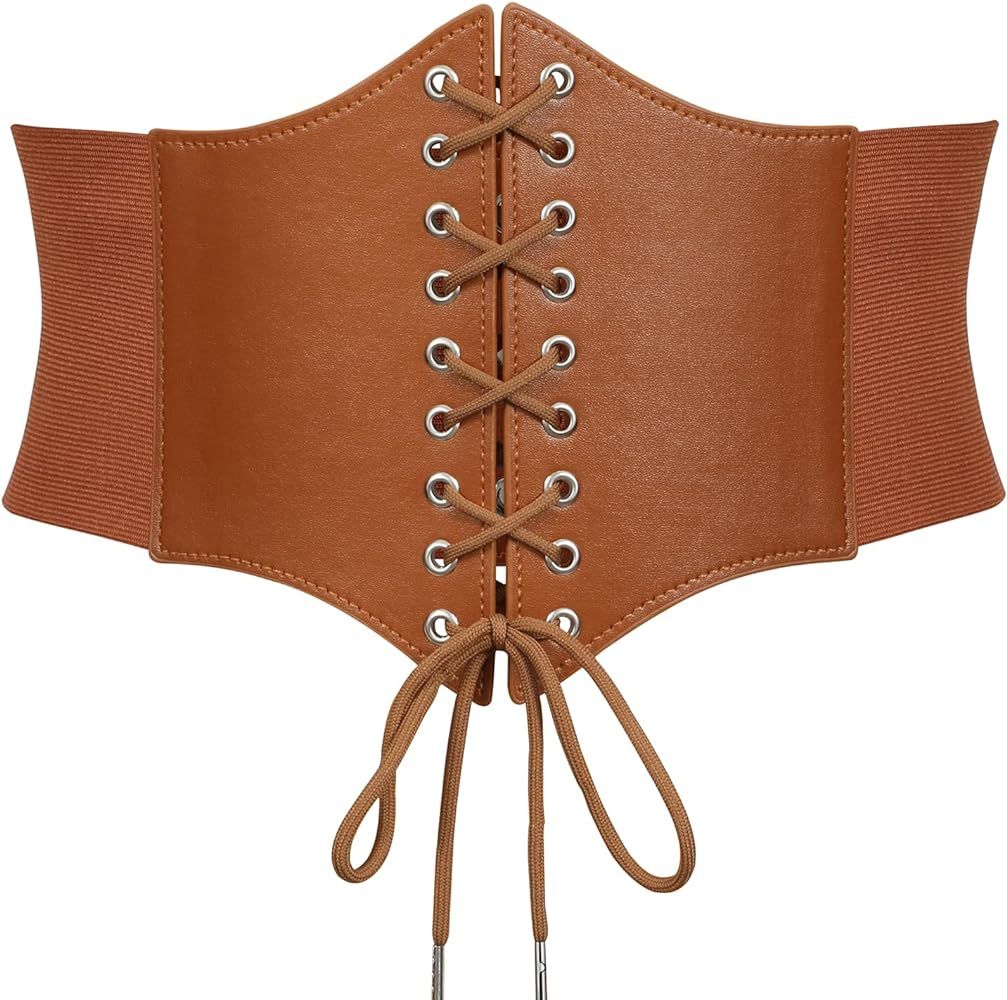 JASGOOD Women’s Elastic Costume Waist Belt Lace-up Tied Waspie Corset Belts for Women | Amazon (US)