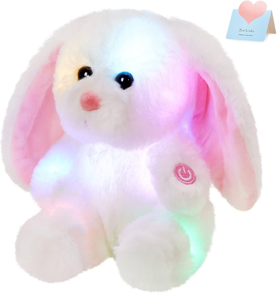 BSTAOFY Bunny Stuffed Animal, Light up White Bunny Soft Plush Toy LED Rabbit Lop Ear Night Light ... | Amazon (US)