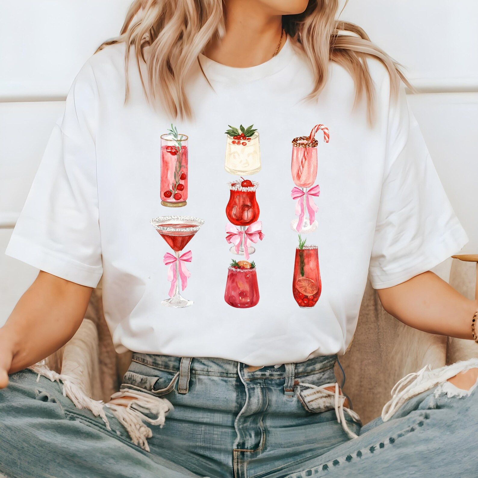 Holiday Cocktails Comfort Colors Shirt, Christmas T Shirt, Vintage Christmas Martini Shirt, Retro... | Etsy (US)