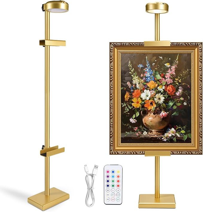30'' Adjustable Tabletop Easel Stand with Rechargeable 13RGB Poster Light | Picture Frame Light, ... | Amazon (US)