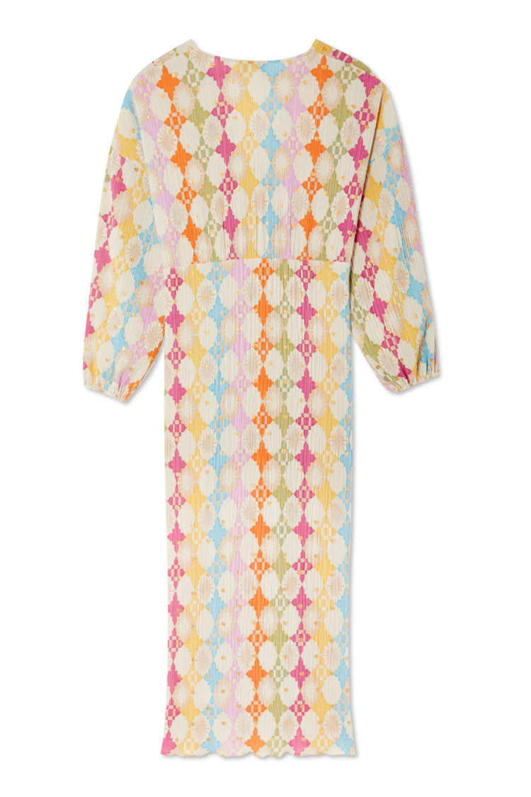 Multi Sun Geo Plisse Emma Dress | Never Fully Dressed US