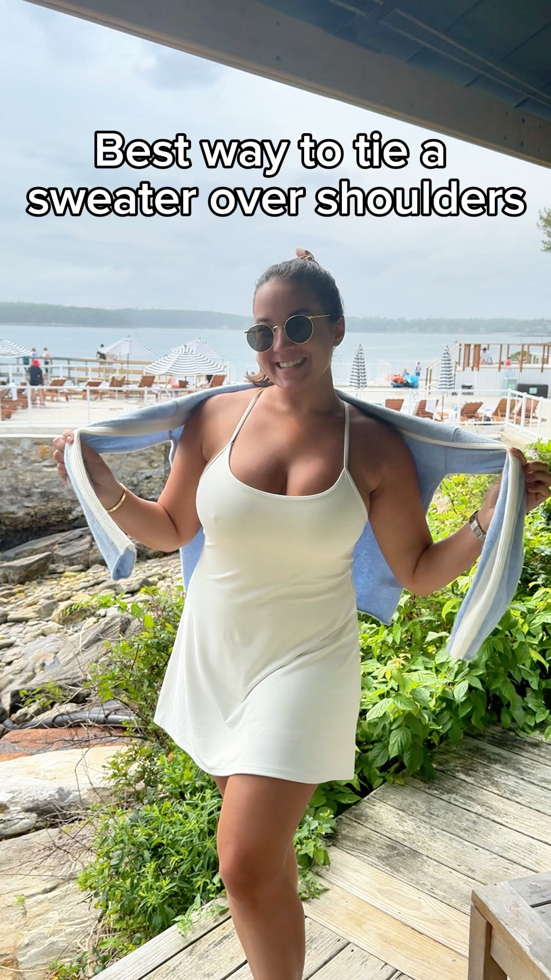 Best way to tie a sweater over your shoulders! This method got 1 millions views on TikTok!! 

 #LTKMidsize #LTKFindsUnder100 #LTKTravel