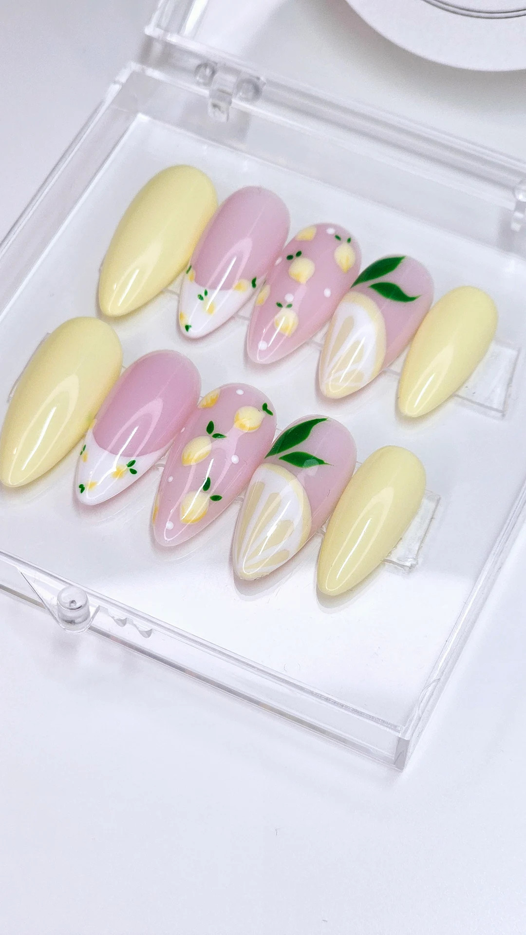 Lemons Press on Nails. Pastel Yellow, Lemon Press Ons. Fun for Summer. Hand Made Press on Nails -... | Etsy (US)