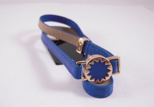 House of Harlow Bracelet, Gold-Tone Sunburst and Cobalt Leather Wrap NEW  | eBay | eBay AU
