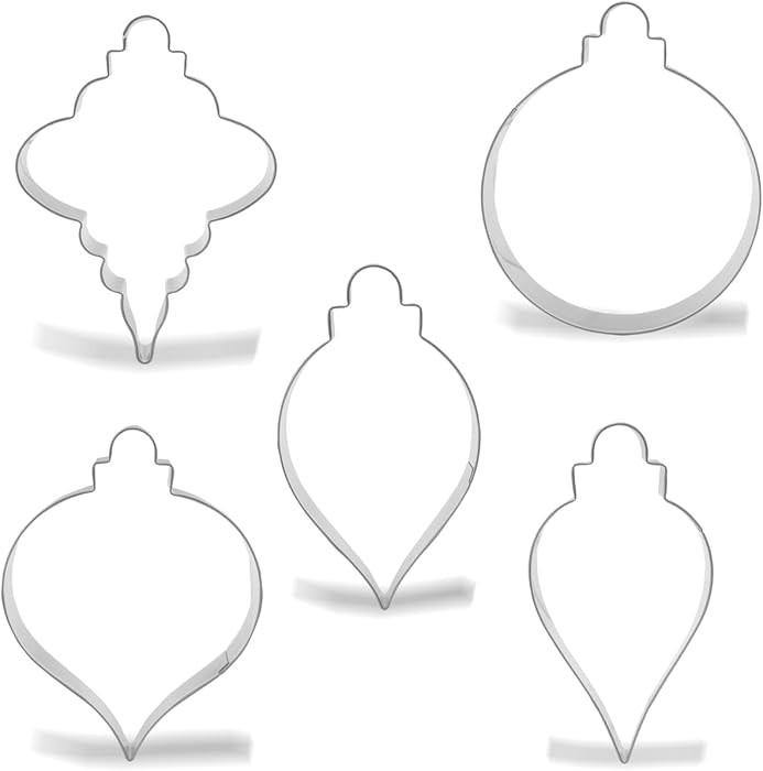 Keewah Christmas Ornament Cookie Cutter Set, 5 Piece, Stainless Steel | Amazon (US)