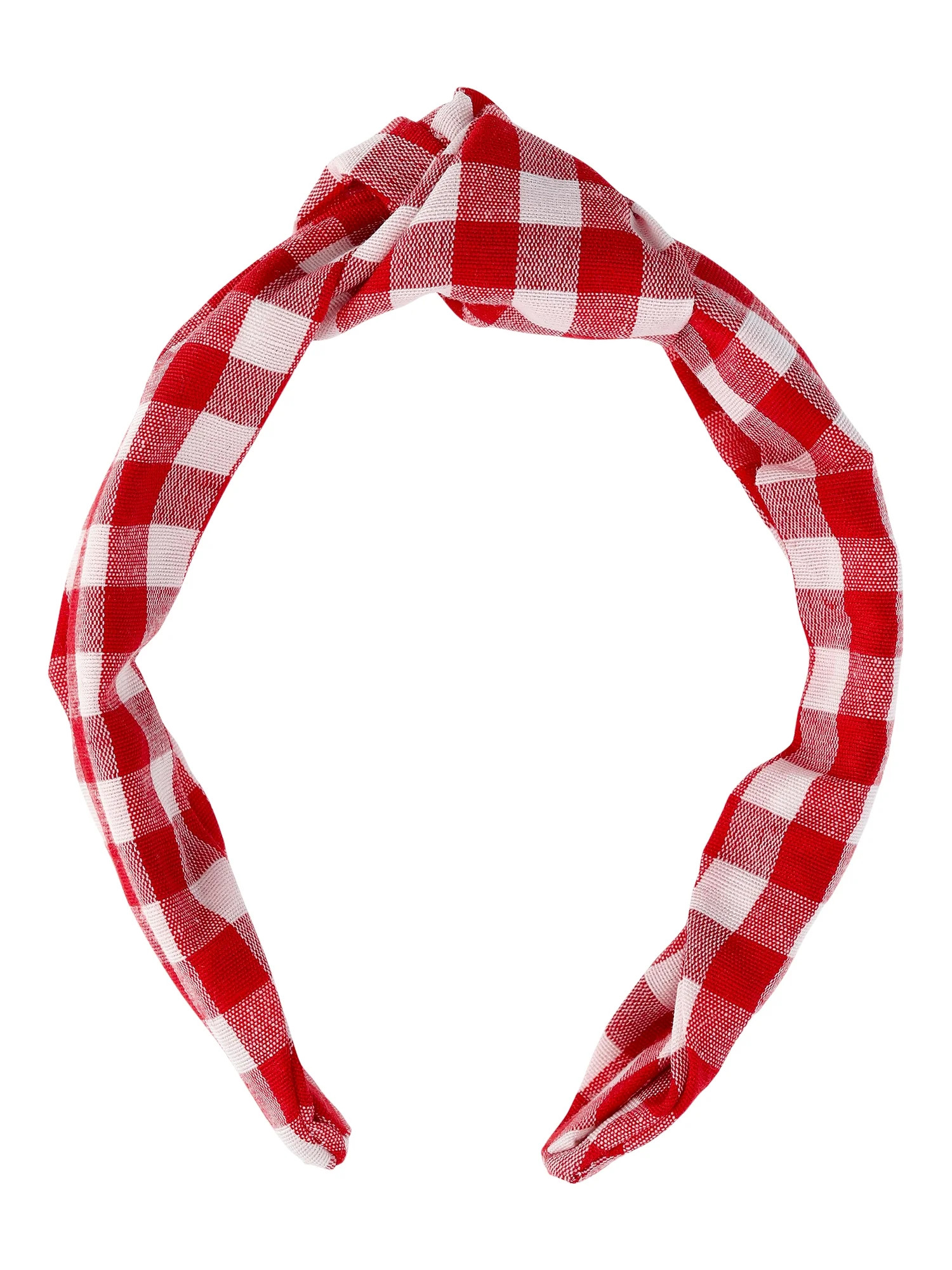 Time and Tru Women's Top Knot Gingham Headband, Red | Walmart (US)