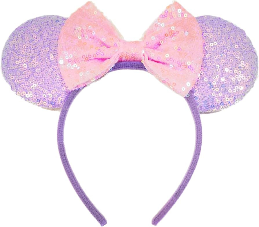 XINXIYAN Mouse Ears Headbands for Women Glitter Sequin Mouse Ears Bow Headband Birthday Party Pri... | Amazon (US)