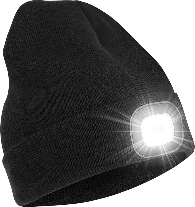 YMHB Unisex Beanie Hat with Light, USB Rechargeable LED Headlamp Hat Night Light Cap Christmas St... | Amazon (US)