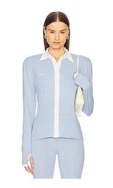 Rowen Rose Long Sleeve Polo Top in Blue from Revolve.com | Revolve Clothing (Global)
