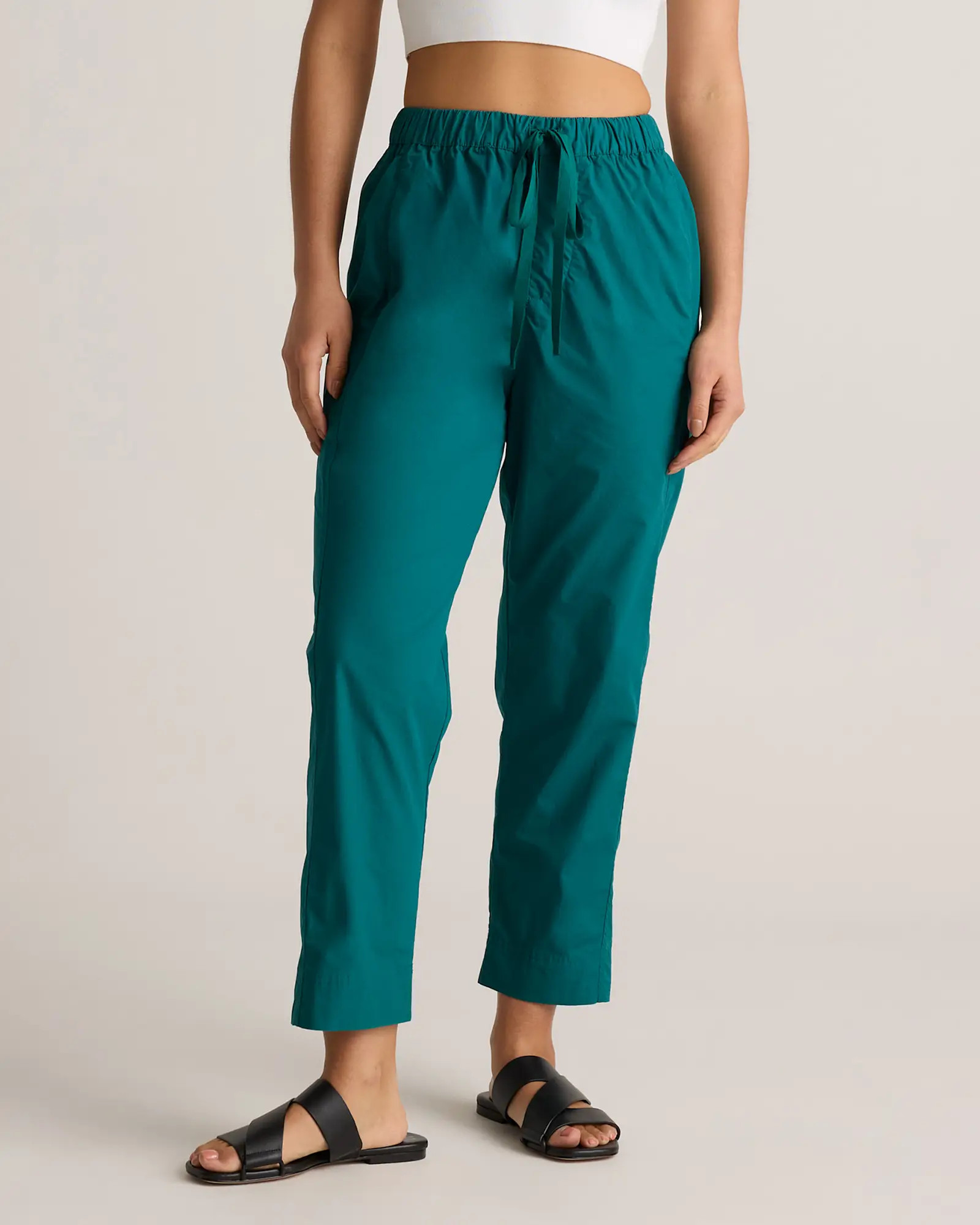 100% Organic Cotton Poplin Pull-On Pants  in Garden Green | Quince
