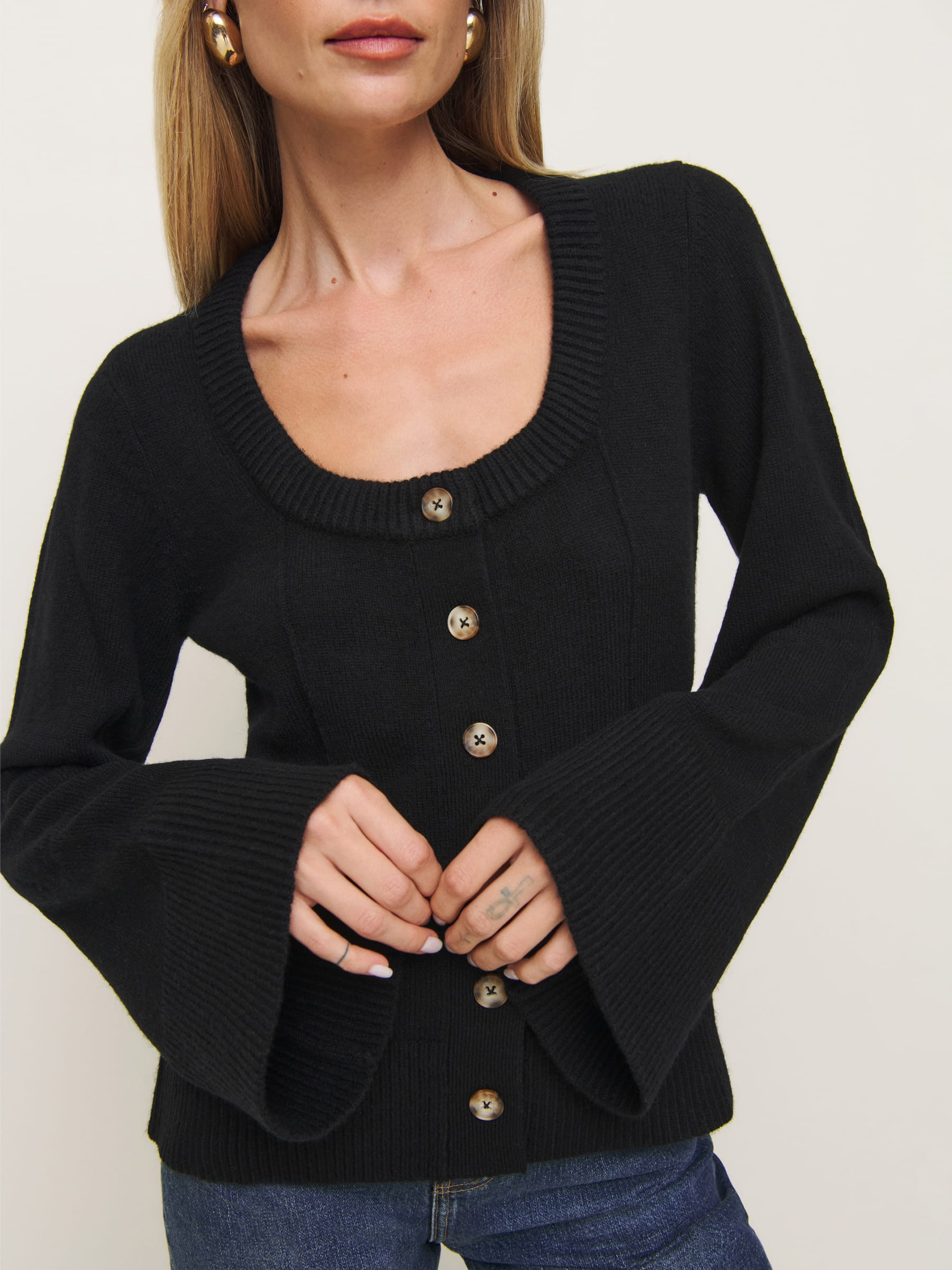 Karina Regenerative Wool Scoop Neck Cardigan | Reformation (Global)