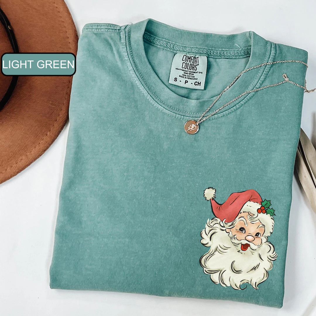 Vintage Santa T-shirt, Comfort Colors® Retro Christmas Shirt, Cute Santa Claus Outfit, Matching ... | Etsy (US)