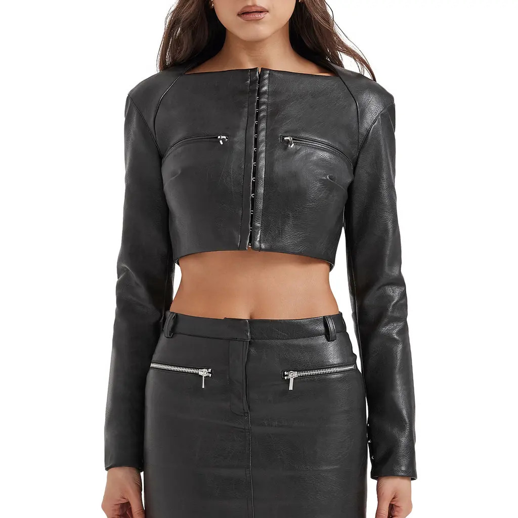 HOUSE OF CB Ione Crop Jacket in Black at Nordstrom, Size X-Small A | Nordstrom