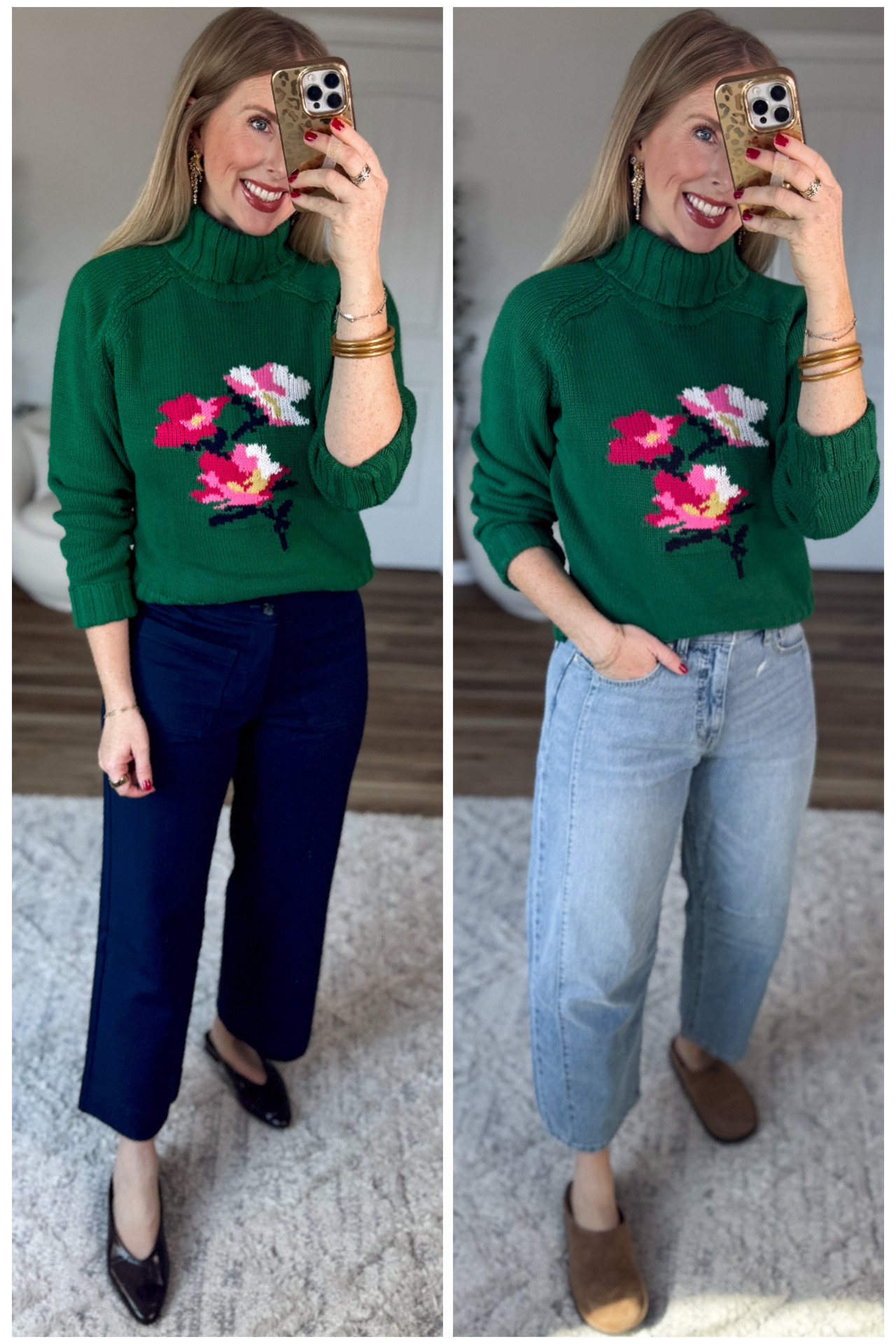 2 ways to wear this green turtleneck sweater from Walmart!

#LTKootd