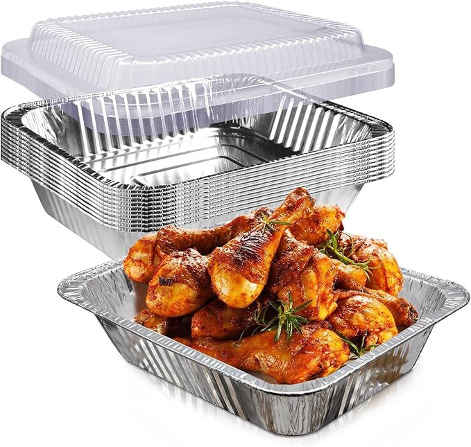 YLT WAX 9x13 Disposable Aluminum Foil Pans with Clear Lids (10 Pack), Durable Half Size Deep Extr... | Amazon (US)