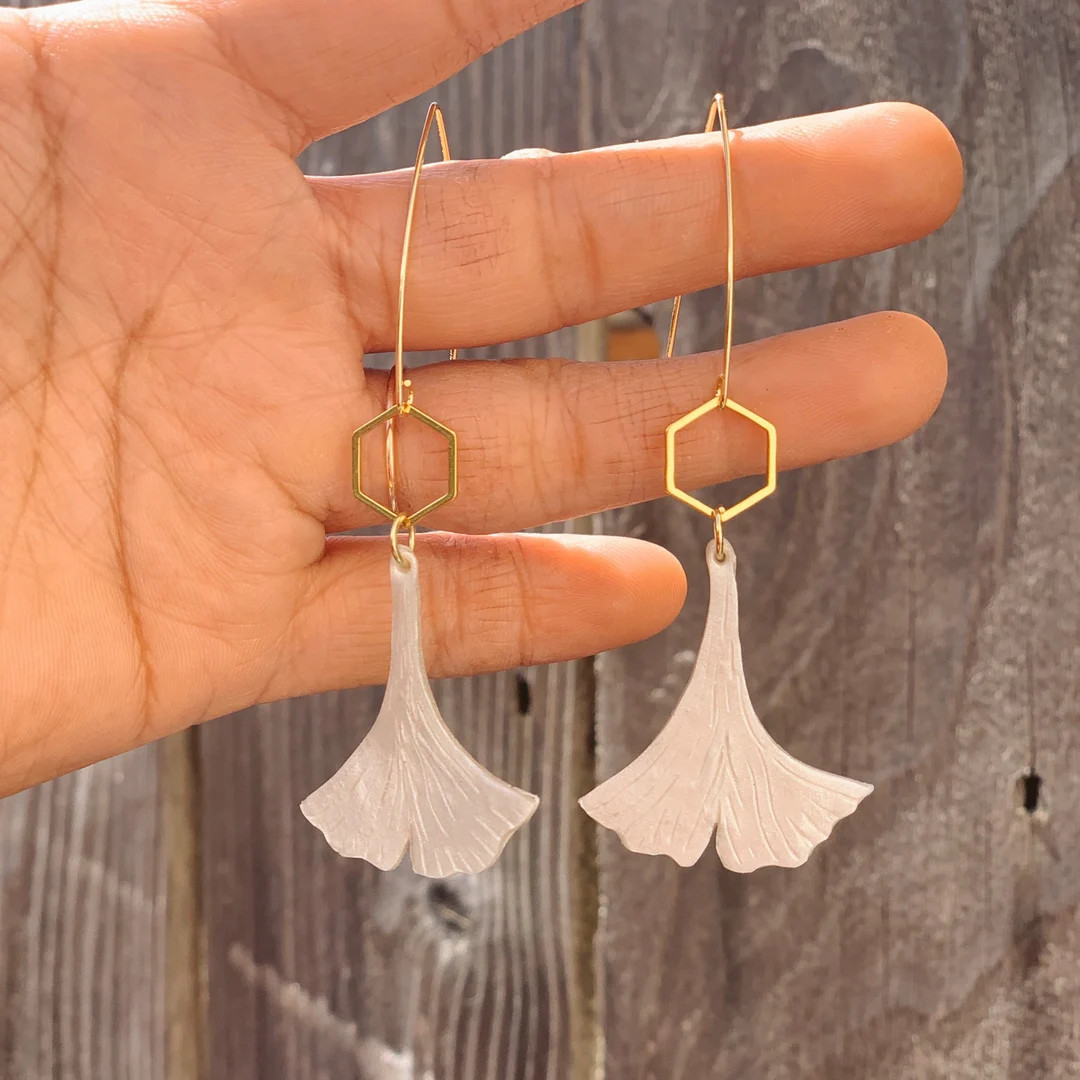 Polymer clay Ginkgo earrings | Etsy (US)