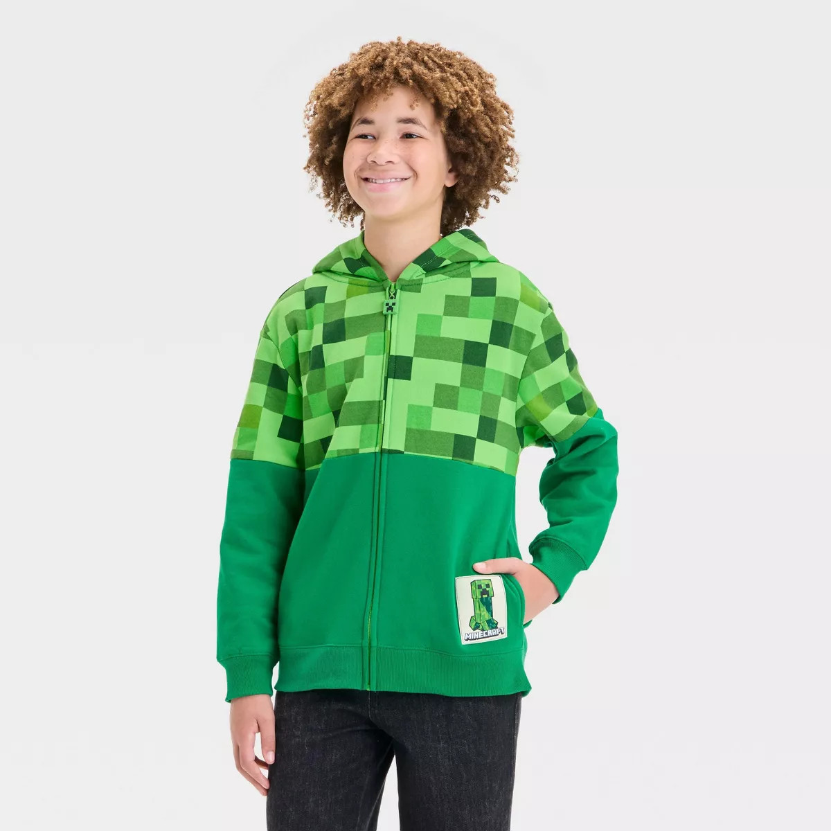 Boys' Minecraft Creeper Character Hooded Sweatshirt - Green | Target