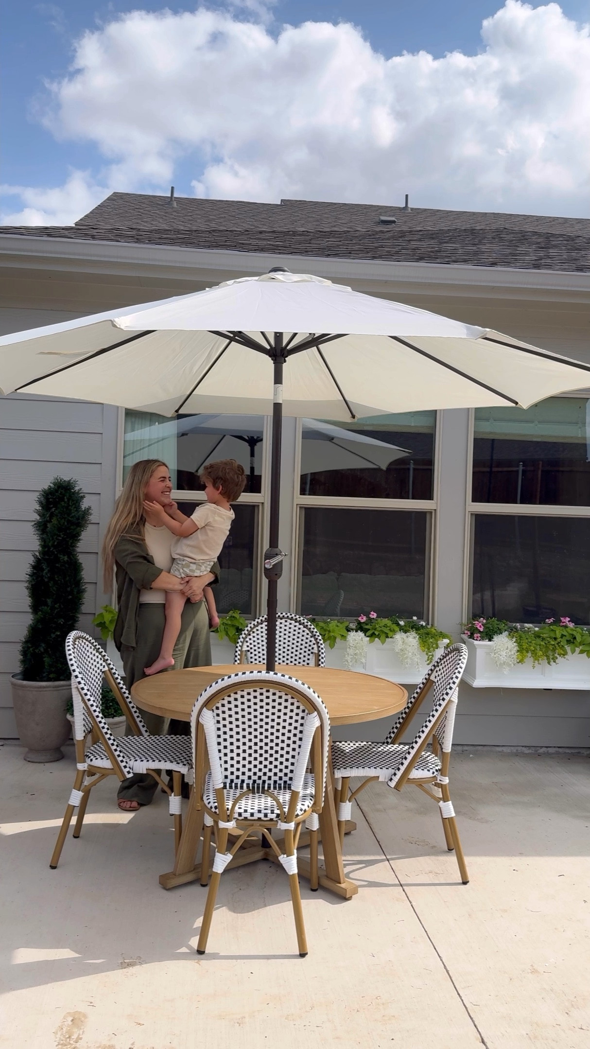 Patio makeover pt. 3 I added the prettiest outdoor table from Walmart paired with bistro chairs! 

#LTKHome #LTKSeasonal