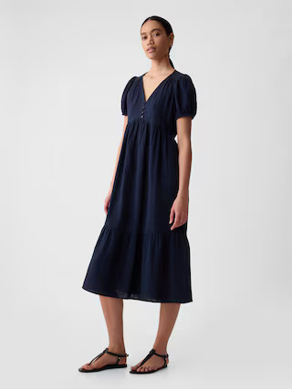 Crinkle Gauze Midi Dress | Gap (US)