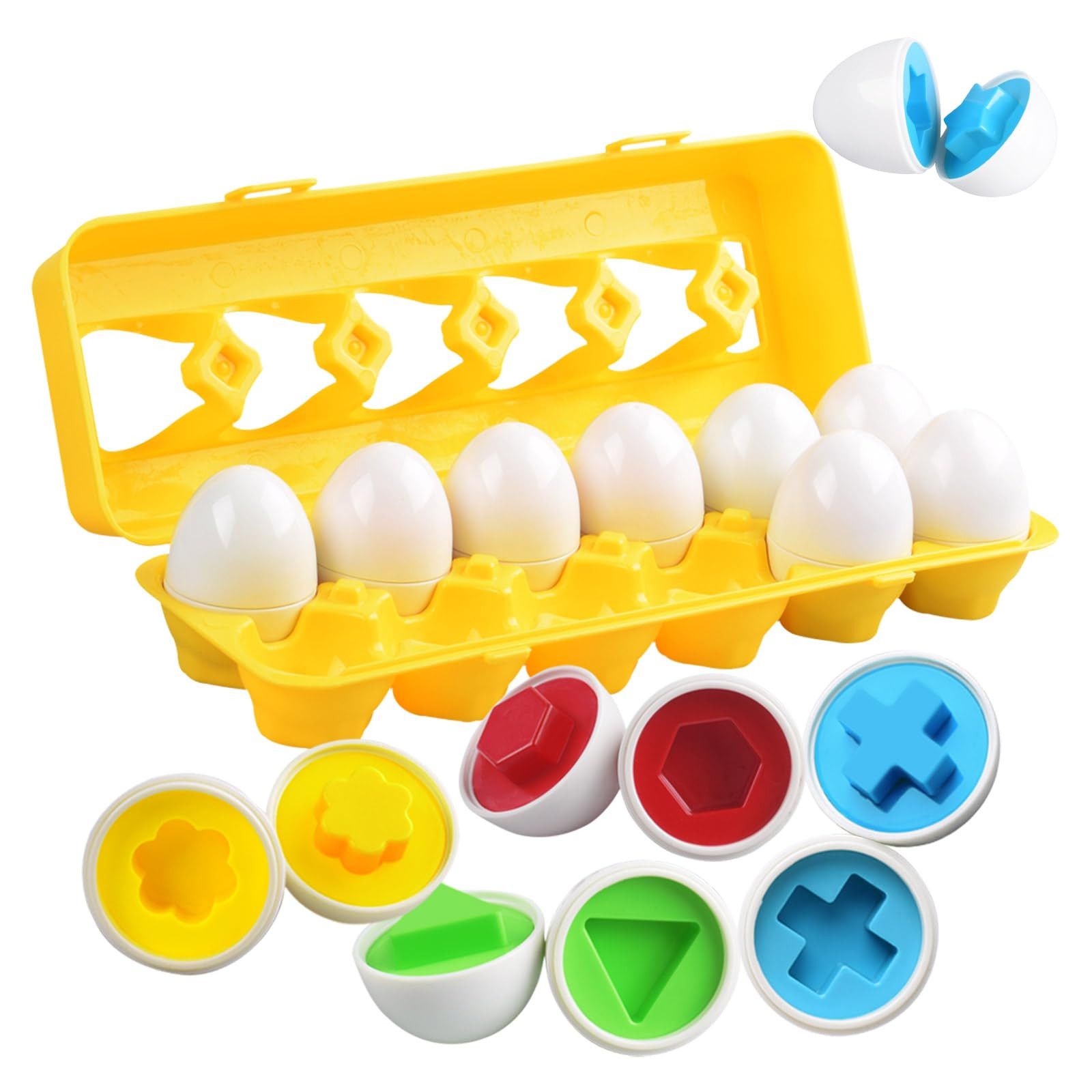 CPSYUB Matching Eggs Toys Color & Shape Recognition, Easter Eggs Toys for Baby Easter Travel Bing... | Amazon (US)