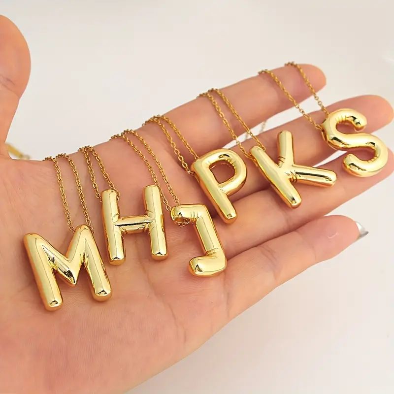1pc Men's A-Z Pendant Necklace, 3D Balloon Charm Necklace, Name Necklace, Golden Cute Fashion Let... | Temu Affiliate Program