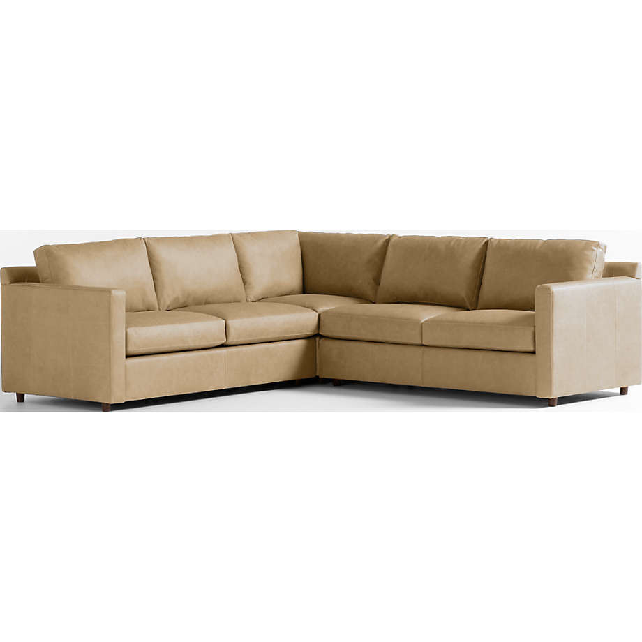 Barrett II Leather 3-Piece Leather Corner Sectional Sofa + Reviews | Crate & Barrel | Crate & Barrel
