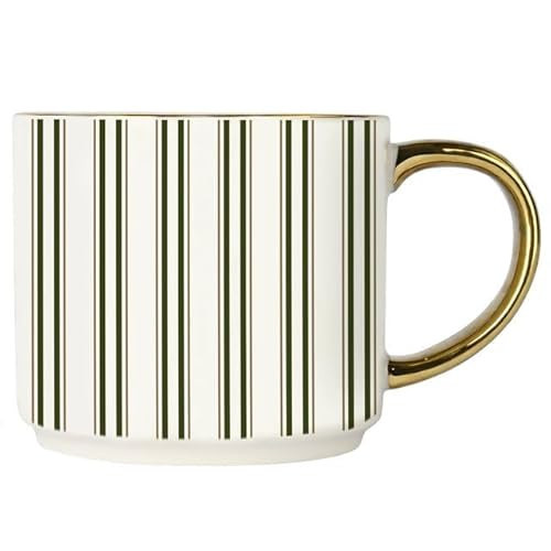 Sweet Water Decor Green Stripe Coffee Mug, 14oz China Christmas Mug with Gold Handle, Large Holiday Winter Cup for Coffee, Tea & Hot Chocolate, Stocking Stuffer Gifts for Women | Amazon (US)