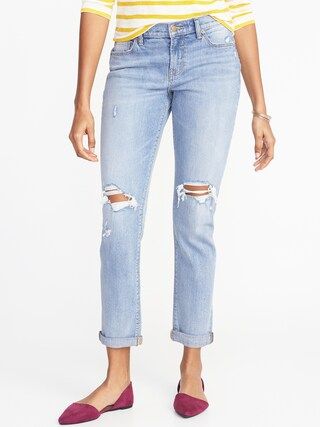 Mid-Rise Boyfriend Straight Distressed Jeans for Women | Old Navy US