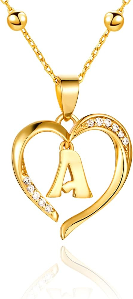Cicy Bell Womens Heart Initial Necklace for Women 18k Gold Plated Shell Personalized Letter Penda... | Amazon (US)