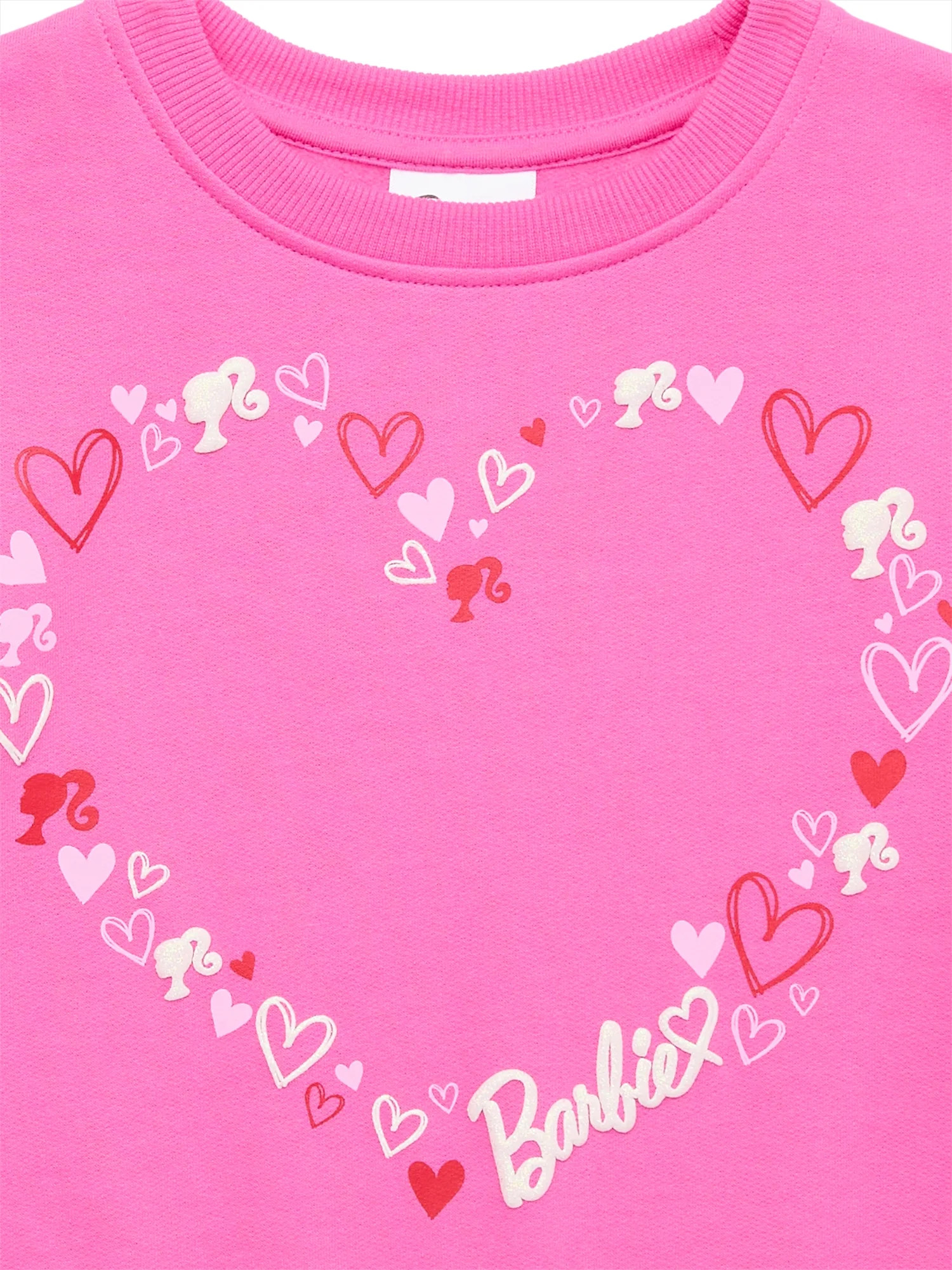 Barbie Hearts Girls Valentine's Day Fleece Sweatshirt, Sizes 4-16 | Walmart (US)
