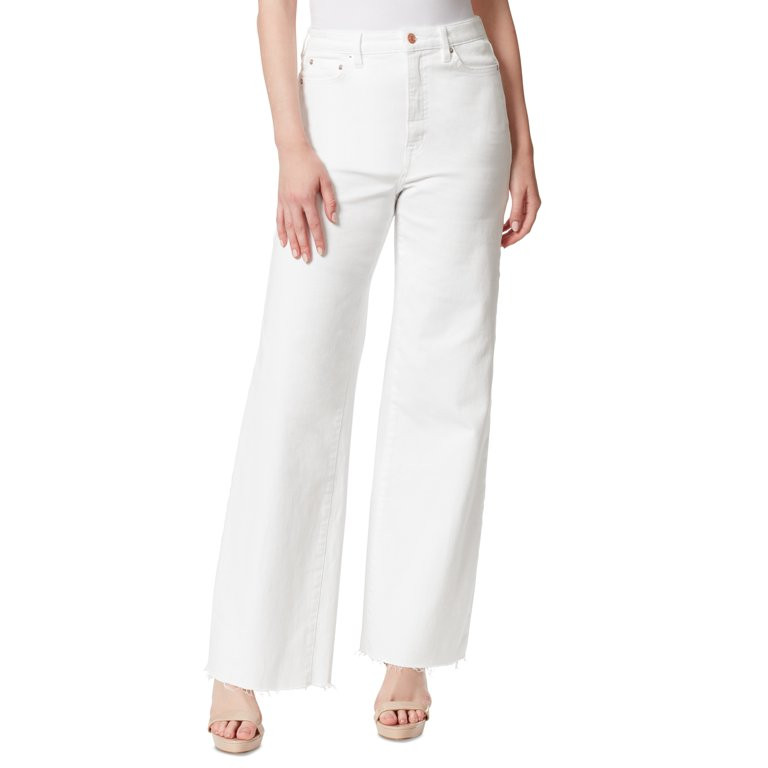 Jessica Simpson Tease Cut Hem Wide Leg Denim Jeans White 31 | Walmart (US)