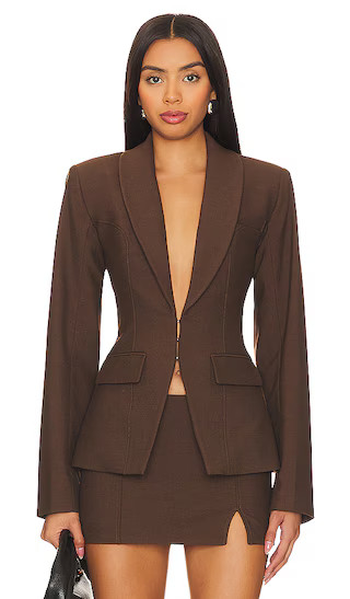 Mireia Tailored Jacket in Brown | Revolve Clothing (Global)
