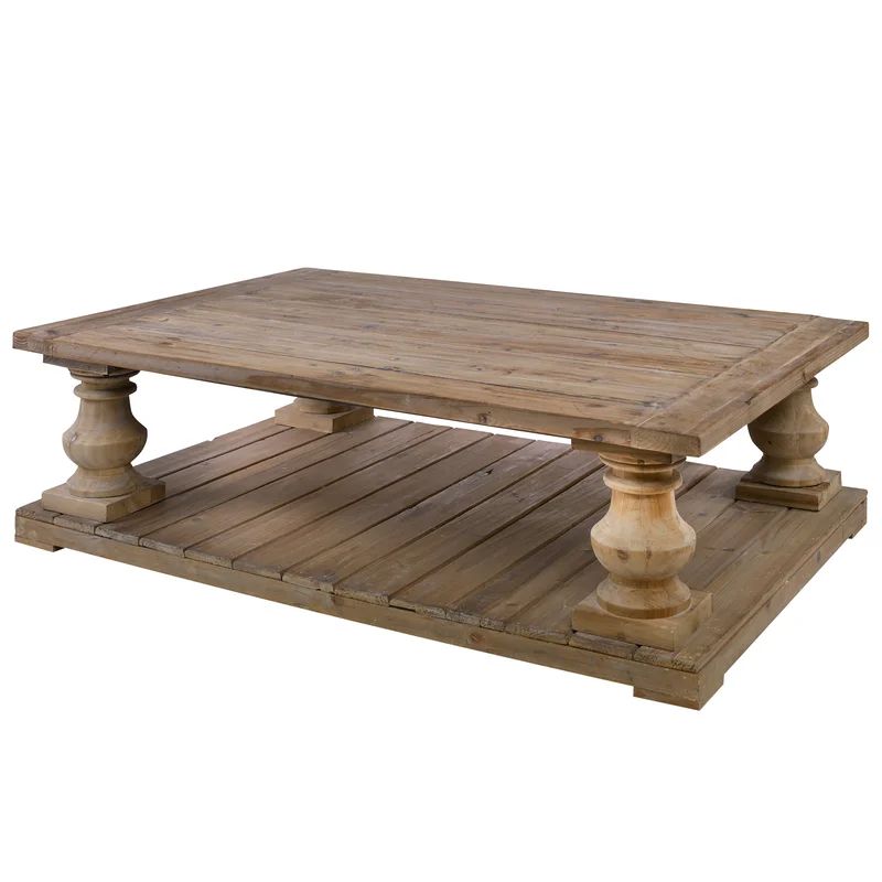 Glenrock Solid Wood Floor Shelf Coffee Table with Storage | Wayfair North America