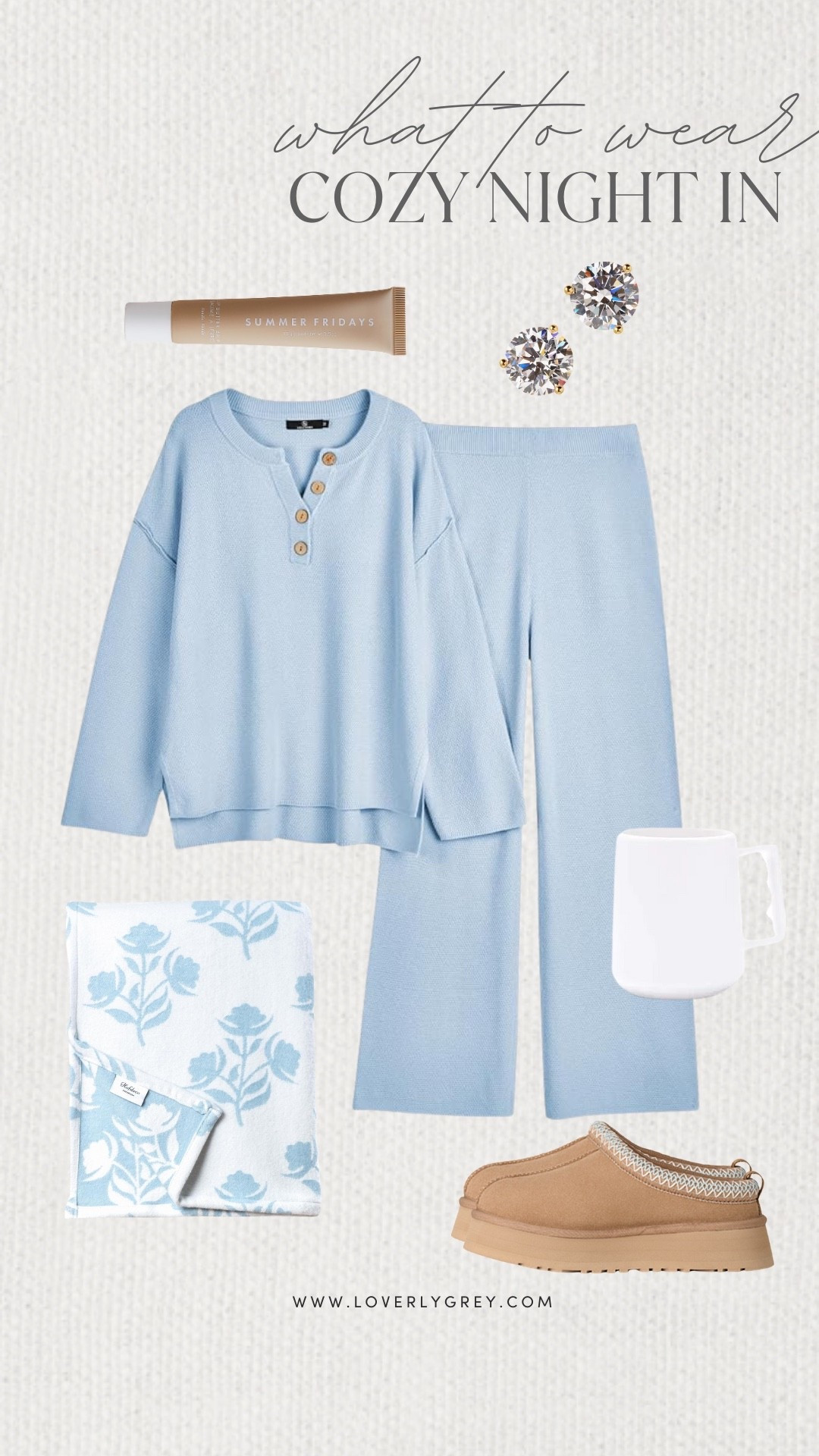 Loverly Grey, what to wear for a cozy night in! A matching set from Amazon to lounge around the house in! Toss on some simple earrings, grab a cup of tea, & get curled up on the couch with the cutest pattern blanket! Loverly Grey, what to wear, cozy night in 

#LTKgrwm #LTKFindsUnder100 #LTKSeasonal