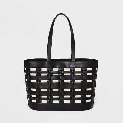 Basket Weave Woven Tote Handbag - A New Day™ Black | Target