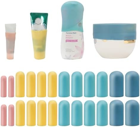 Silicone Bottle Covers Travel Essentials for Women Men, Beach Vacation Essentials, Travel Size To... | Amazon (US)