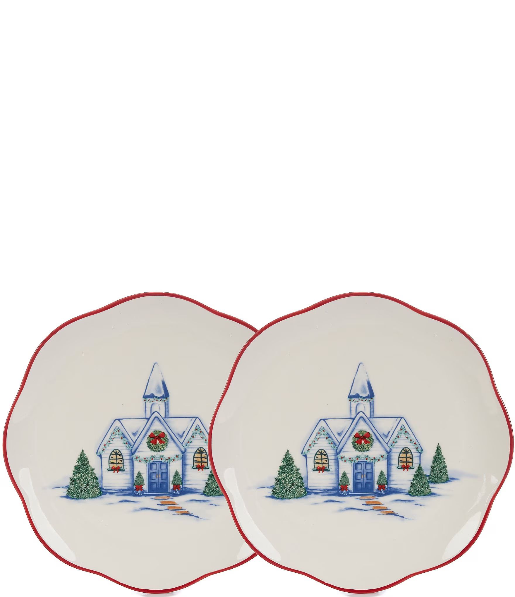 Holiday Church Accent Plates, Set of 2 | Dillard's