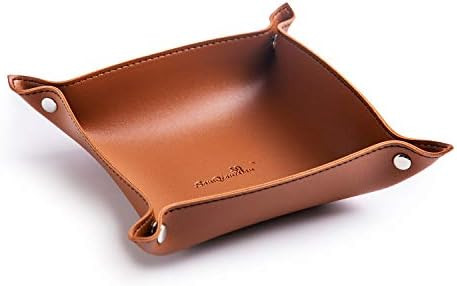 SANQIANWAN PU Leather Jewelry Valet Tray for Women and Men, Portable Entryway Table and Bedside N... | Amazon (US)