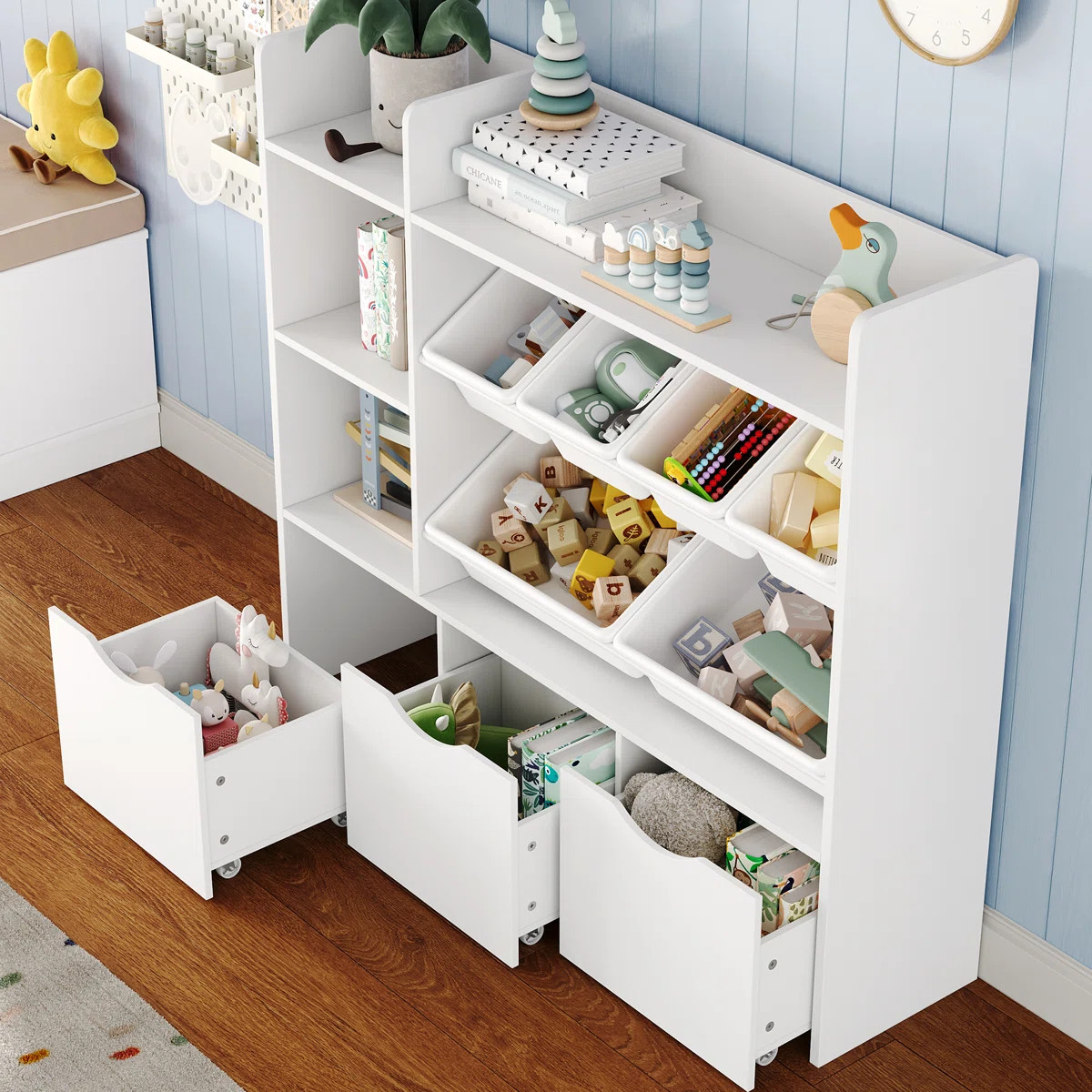 Bookcase with toys Organizer, 3 Removable Drawers | Wayfair North America