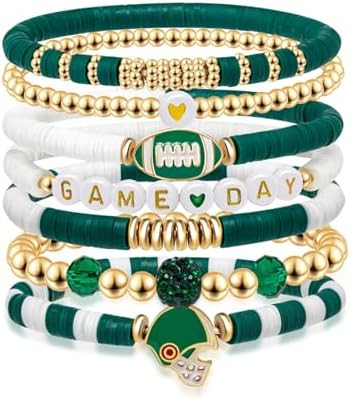 Artlunar Game Day Football Charm Bracelet: Stackable Sports Jewelry for Moms & Dads - Perfect for... | Amazon (US)