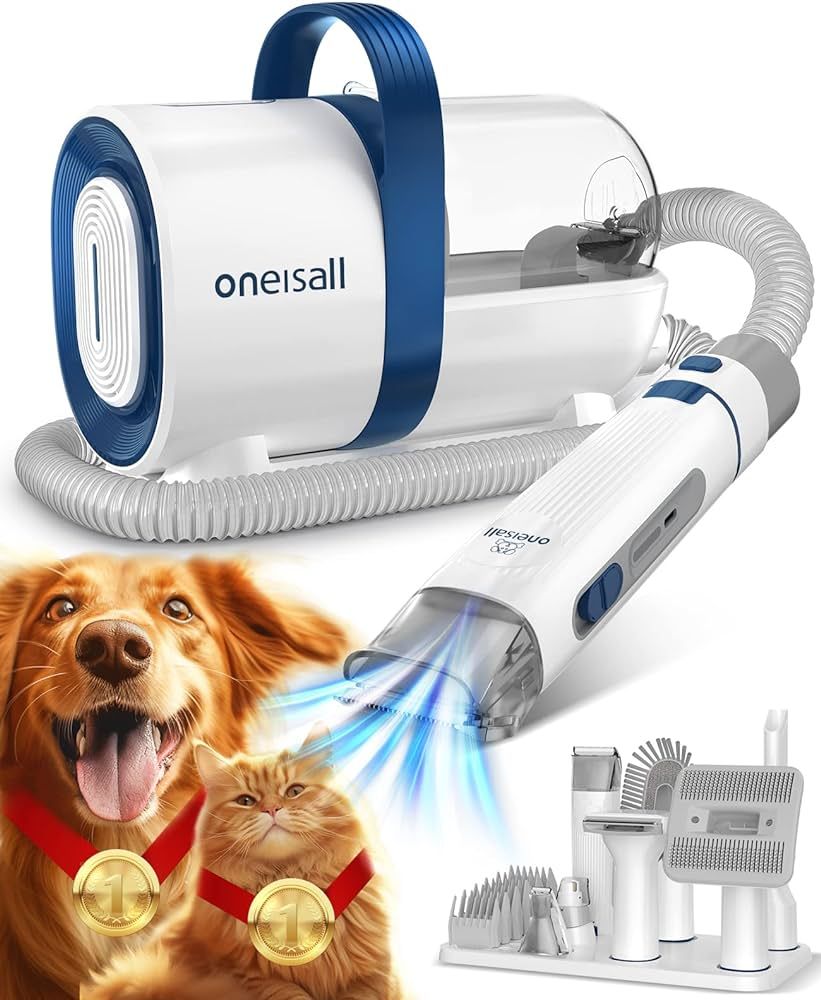 oneisall Dog Hair Vacuum & Dog Grooming Kit, Pet Grooming Vacuum with Pet Clipper Nail Grinder, 1... | Amazon (US)