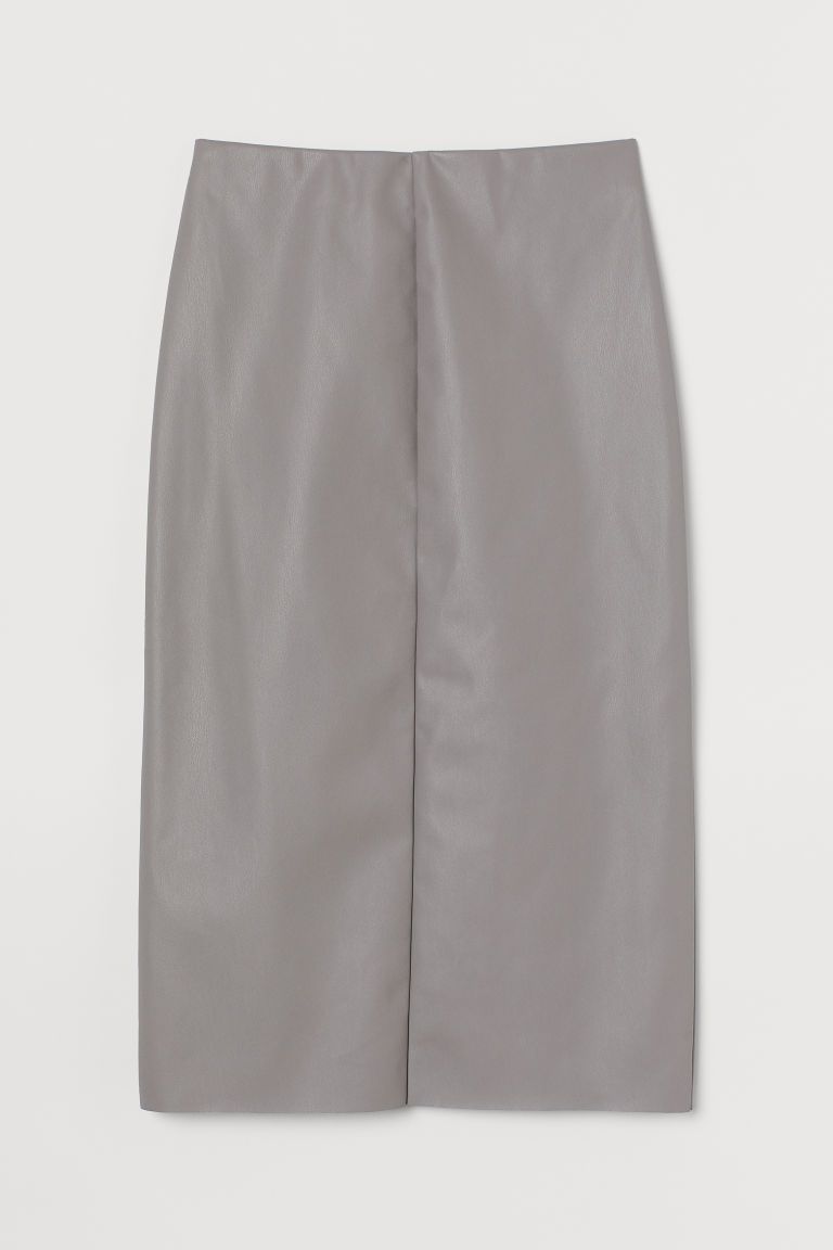 H & M - Imitation leather pencil skirt - Grey | H&M (UK, MY, IN, SG, PH, TW, HK)