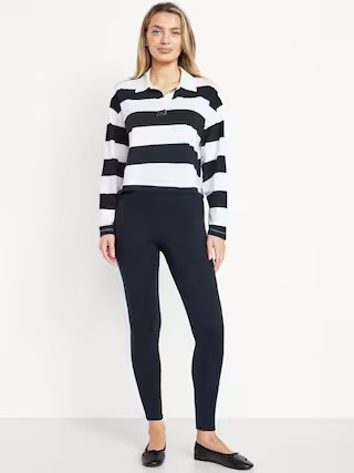 High-Waisted Fleece-Lined Ankle Leggings | Old Navy (US)